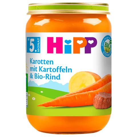 6x Bio Hipp Karotten mit Kartoffeln & Bio-Rind 190g