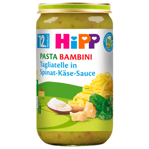 6x Bio Hipp Pasta Bambini Bio Tagliatelle in Spinat-Käsesauce 250g