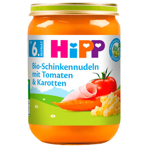 6x Hipp Bio Schinkennudeln mit Tomaten & Karotten 190g