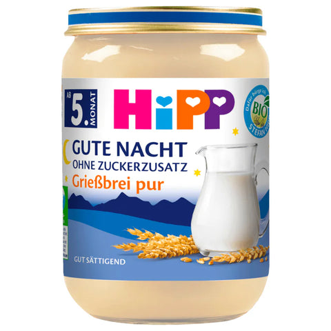 6x Hipp Gute Nacht Bio Grießbrei pur ohne Zuckerzusatz 190g