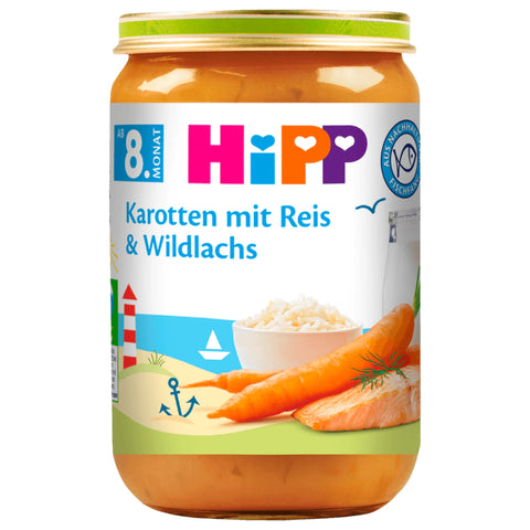 6x Hipp Bio Karotten mit Reis & Wildlachs 220g