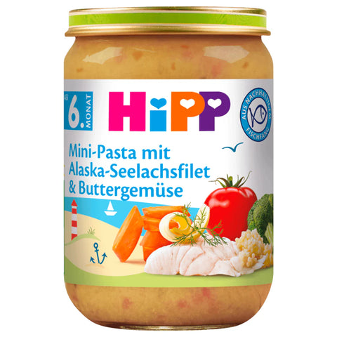 6x Hipp Pasta mit Seelachsfilet und Gemüse 190g