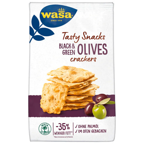 5x Wasa Tasty Snacks Black & Green Olives Crackers 150g