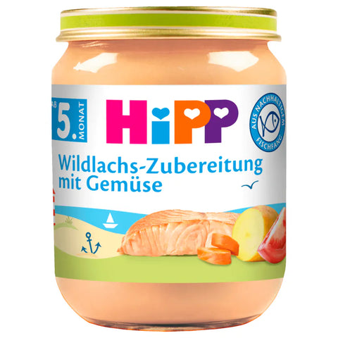 6x Hipp Wildlachs-Zubereitung mit Gemüse 125g