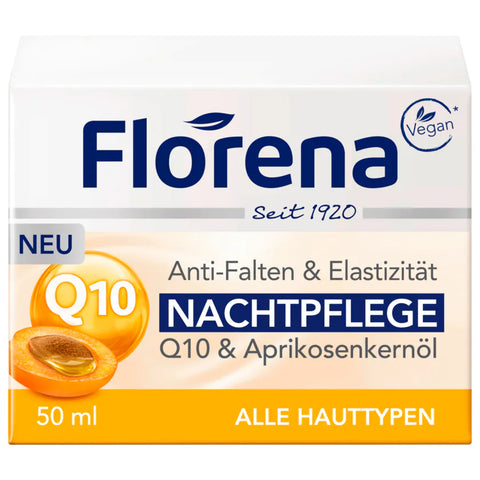 3x Florena Glättende Anti-Falten Nachtpflege mit Q10 50ml