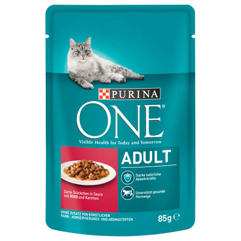 26x Purina One Adult mit Rind & Karotte 85g