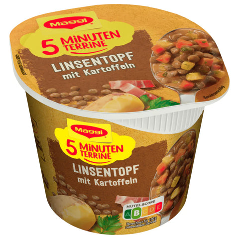 8x Maggi 5 Minuten Terrine Linsentopf mit Kartoffeln 49g