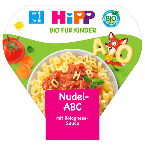 6x Bio Hipp Bio Schalenmenüs Fliegendes Nudel-ABC in Bolognese-Sauce 250g