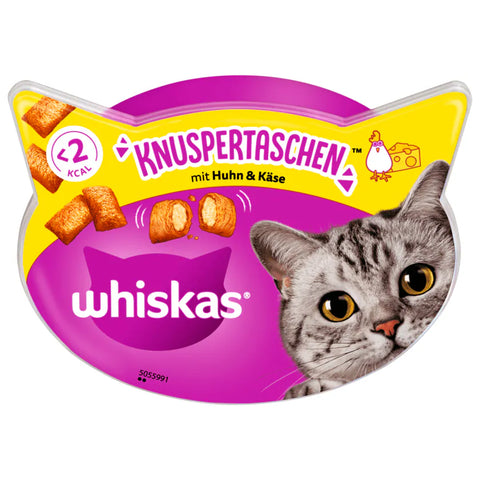 8x Whiskas Knuspertaschen Huhn/Käse 60g