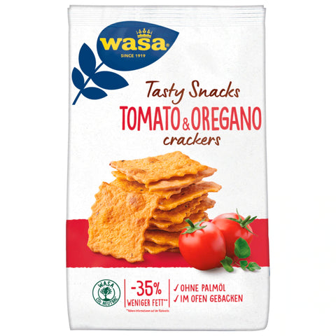 5x Wasa Tasty Snacks Tomate & Oregano Crackers 160g