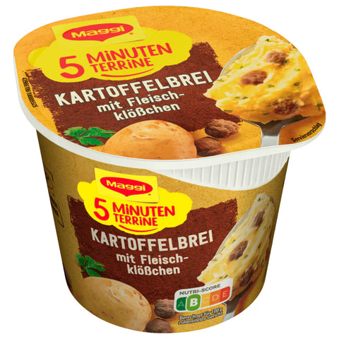 8x Maggi 5 Minuten Terrine Kartoffelbrei mit Fleischklößchen 46g