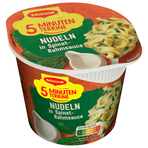 8x Maggi 5 Minuten Terrine Nudeln in Spinat-Rahm-Sauce 50g