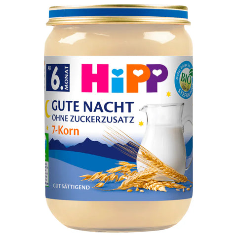 6x Bio Hipp Gute Nacht-Brei Bio 7-Korn Ohne Zuckerzusatz 190g