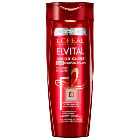 6x L'Oréal Paris Elvital Shampoo Color Glanz 2in1 300ml