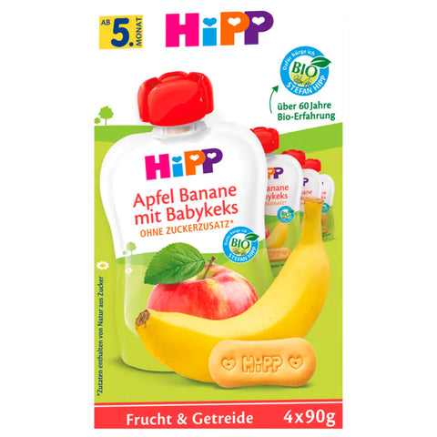 4x Hipp Bio Apfel-Banane & Babykeks 4x90g