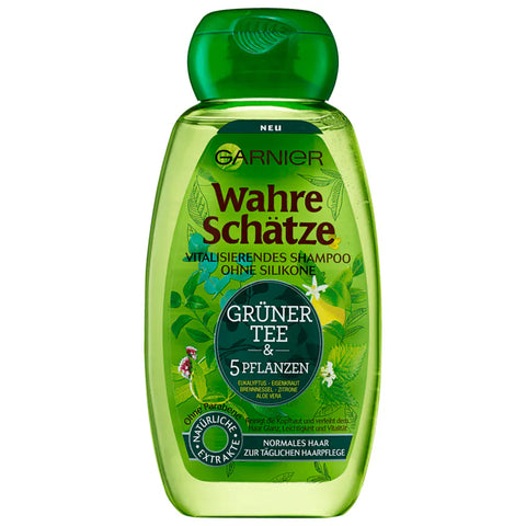 6x Garnier Wahre Schätze Shampoo Grüner Tee 250ml