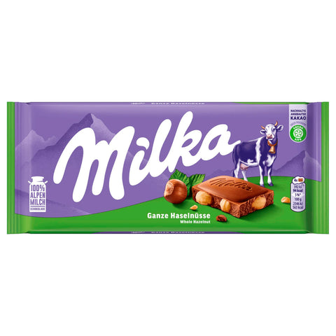 17x Milka Schokolade Ganze Haselnüsse 100g