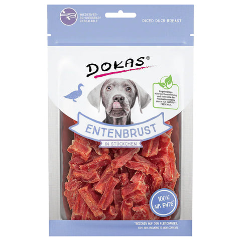 10x DOKAS Dog Entenbrust in Stückchen 70g