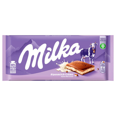 22x Milka Schokolade Alpenmilchcreme 100g