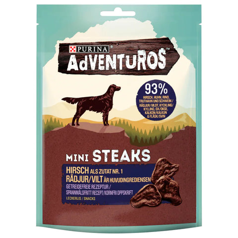 7x Purina Adventuros Mini Steaks Hirsch 70g