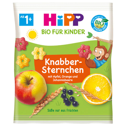 9x HiPP Bio Knabber-Sternchen mit Apfel, Orange und Johannisbeere 30g, 1-3 Jahre