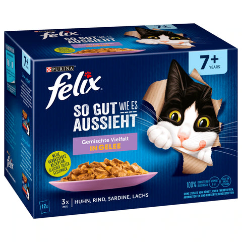 6x Purina Felix So gut wie es aussieht Gemischte Vielfalt in Gelee Senior 12x85g