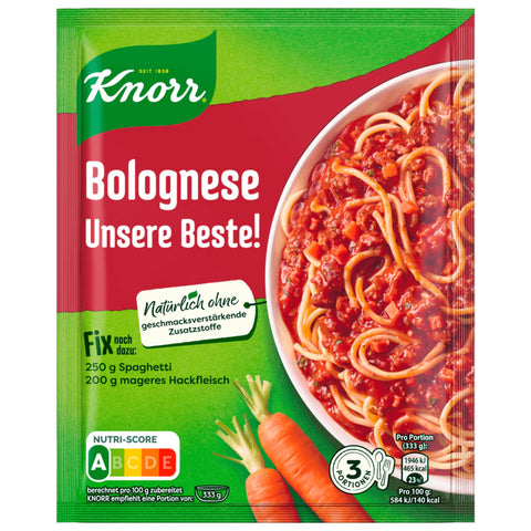 24x Knorr Fix Bolognese Unsere Beste für 3 Portionen 38g