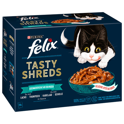 6x Felix MP Tasty Shreds Vielfalt Wasser 10x80g