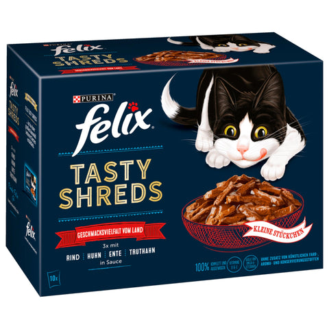 6x Felix MP Tasty Shreds Gegrilltes Land 10x80g