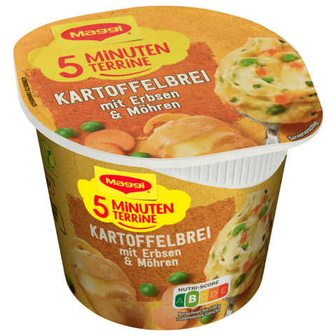 8x Maggi 5 Minuten Terrine Kartoffelbrei mit Erbsen & Möhren 43g