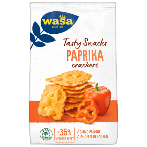 5x Wasa Tasty Snacks Paprika Crackers 150g