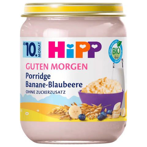 6x Bio Hipp Frühstücks Bio Porridge Banane-Blaubeere Haferbrei 160g