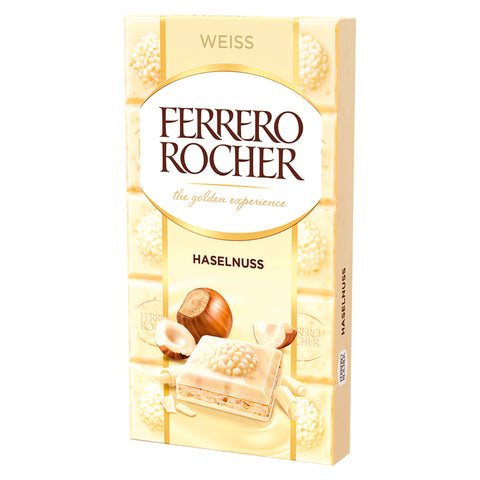 8x Ferrero Rocher Haselnuss Tafel Weiß 90g