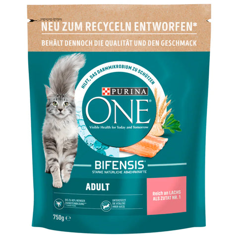 6x Purina One Katzenfutter Adult Lachs 750g