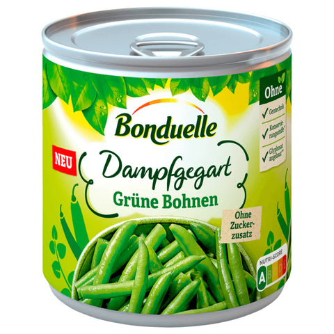 12x Bonduelle Grüne Bohnen Dampfgegart 220g