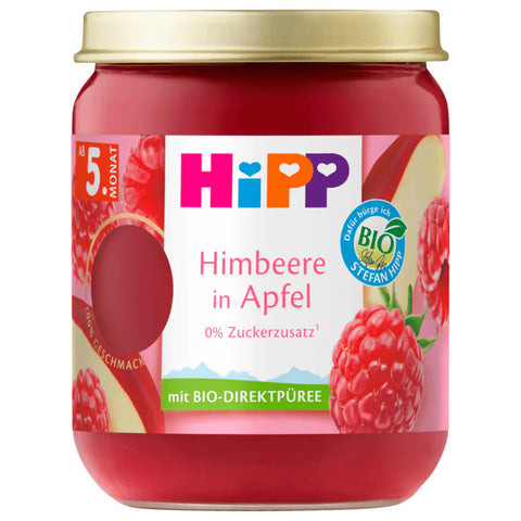 6x Hipp Bio Püree Himbeere in Apfel 160g