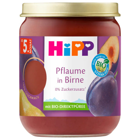 6x Hipp Bio Püree Pflaume in Birne 160g