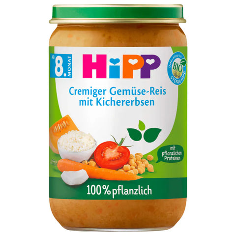 6x Hipp Bio Cremiger Gemüse Reis mit Kichererbsen vegan 220g