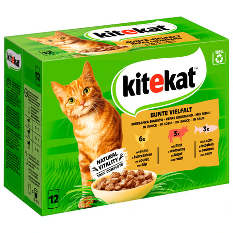 4x Kitekat Bunte Vielfalt in Sauce 12x85g