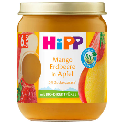 6x Bio Hipp Bio Mango Erdbeere in Apfel 160g