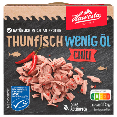 9x Hawesta Thunfisch Wenig Öl Chili MSC 110g