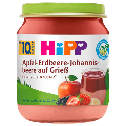 6x Hipp Apfel Erdbeere Johannisbeere auf Grieß ab 10. Monat 200g