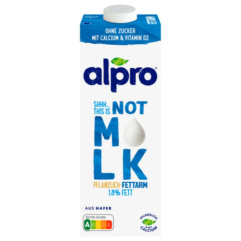 8x Alpro Not MILK Pflanzlich & Fettarm 1,8% 1l