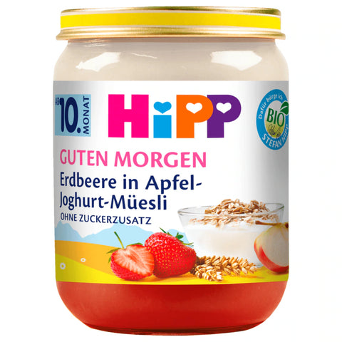 6x Hipp Guten Morgen Bio Erdbeere in Apfel-Joghurt-Müsli 160g