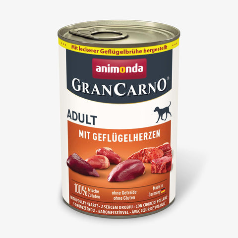 6x Animonda Gran Carno Geflügelherzen Hund 400g