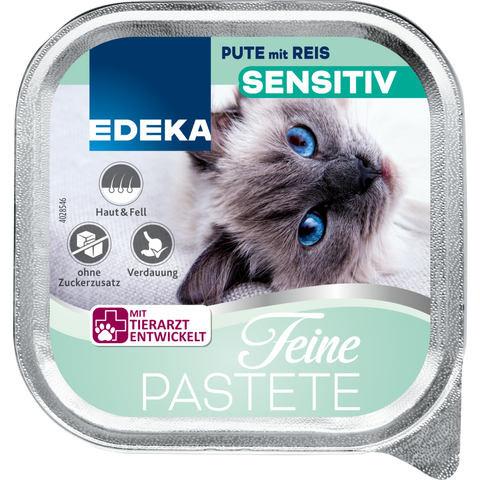 32x EDEKA Cat Feine Happen Pute & Reis 100g