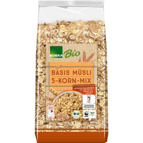 6x EDEKA Bio Basis Müsli 5-Korn-Mix 750g