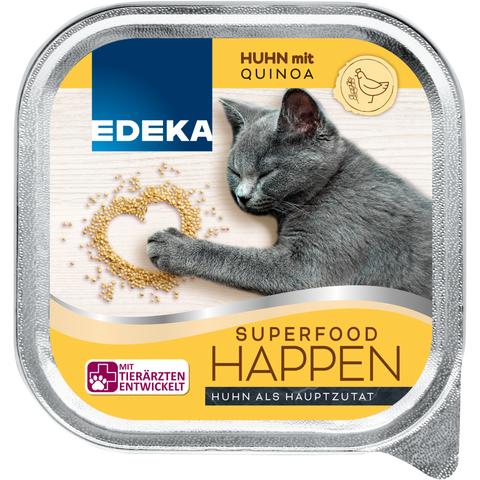 16x EDEKA Cat Feine Happen Huhn&Quinoa 100g