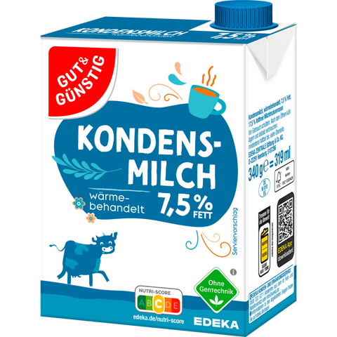 20x G&G Kondensmilch 7,5% m.Schraubv .o.Gent. 340g