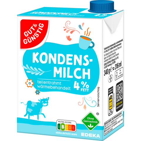 20x G&G Kondensmilch 4% m. Schraubv o. Gent. 340g